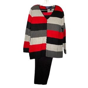 Colorblock patch sweater long pant loungewear set